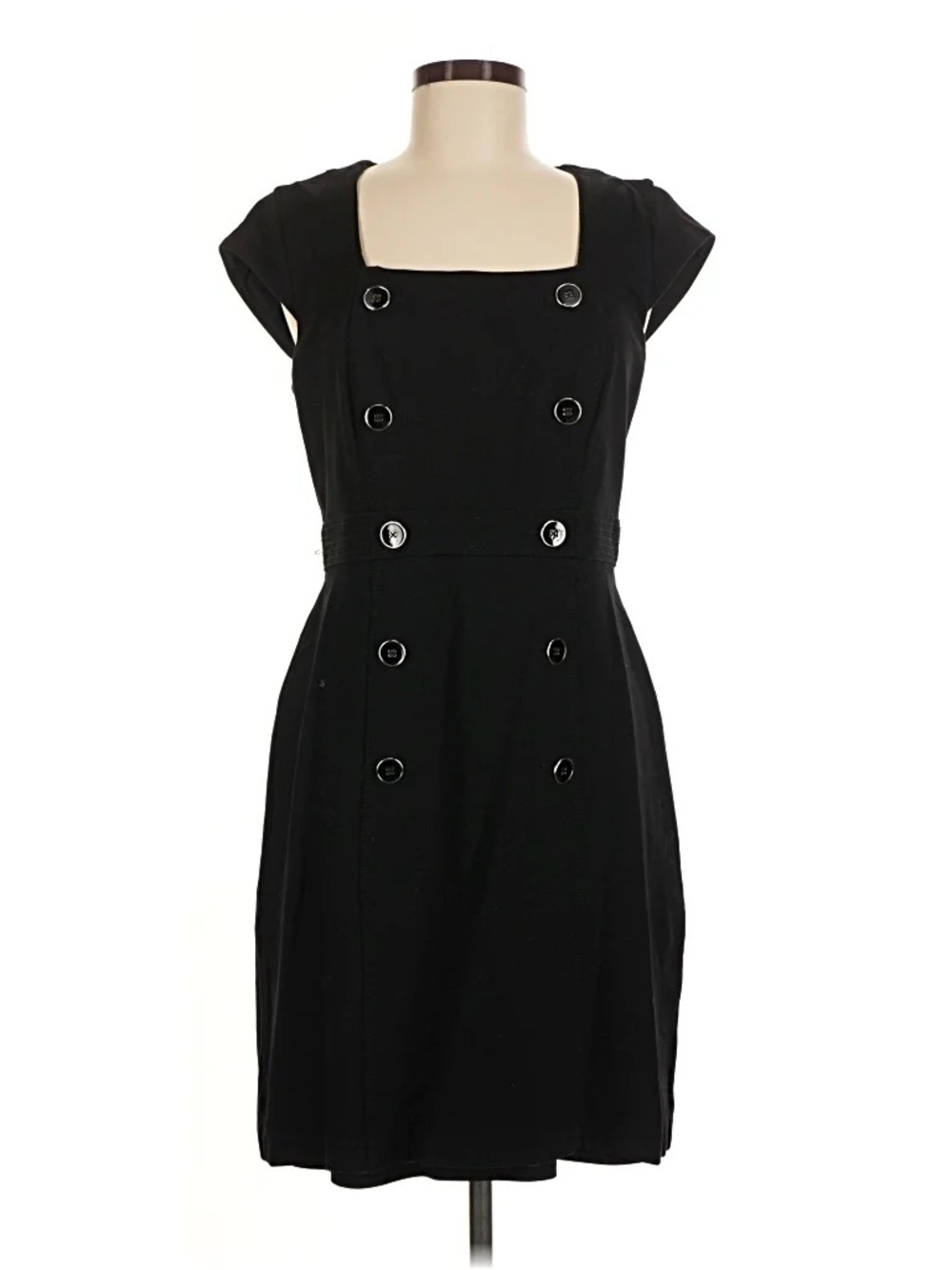 White House Black Market Black Square-Neck Midi Dress